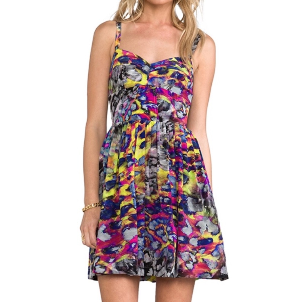 Amanda Uprichard Champagne Cheetah Print Dress